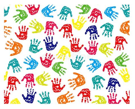 Seamless Pattern Prints Of Hands Stock Vector Illustration Of