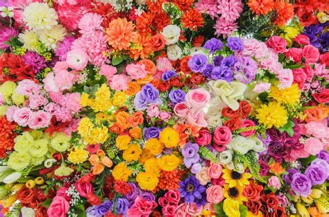 Colorful Mixed Bouquet With Various Spring Flowers Stock Photo By