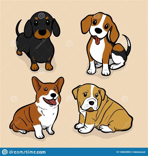 Cute Coloured Dog Amazing Vector Illustration Cute Cartoon Dogs Vector Puppy Pet Characters