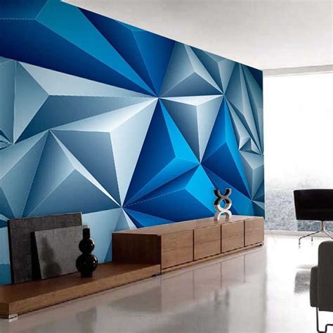 Custom 3d Wall Murals Wallpaper Modern Stereoscopic Blue Geometric