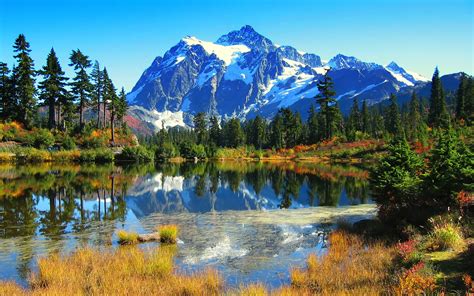 Mountains And Pond Landscape With Majestic Scenery Image Free Stock