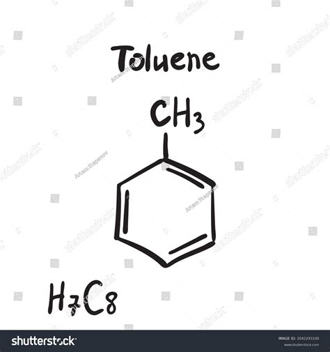 Toluene Molecule Formula Hand Drawn Imitation Stock Vector Royalty