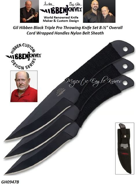 Gil Hibben Gh0947b Black Triple Pro Throwing Knife Set 8 ½ Overall