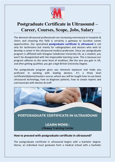 Postgraduate Certificate In Ultrasound Career Courses Scope Jobs