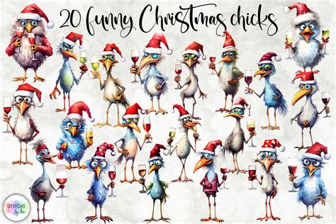 Funny Christmas Chickens Clipart Graphic By Designs By Ira · Creative