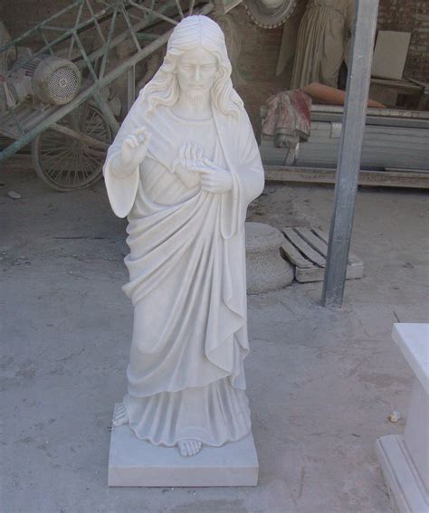 Hand Carved White Marble Religious Statue Jesus Sculpture For Church