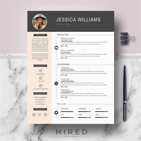 Resume Template With Photo Curriculum Vitae Cv Cover Etsy Resume