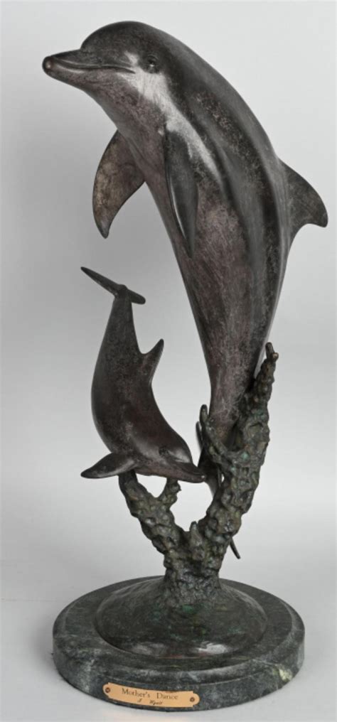 J Wyatt Mothers Dance Dolphins Bronze Sculpture