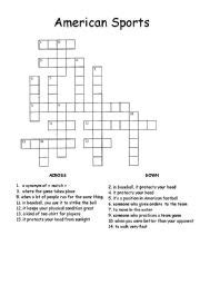 Write about 100 words, answering the email and notes provided. English worksheets: American Sports Crosswords