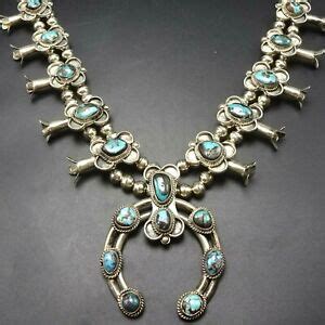 Gorgeous Vintage Navajo Sterling Silver Bisbee Turquoise Squash Blossom