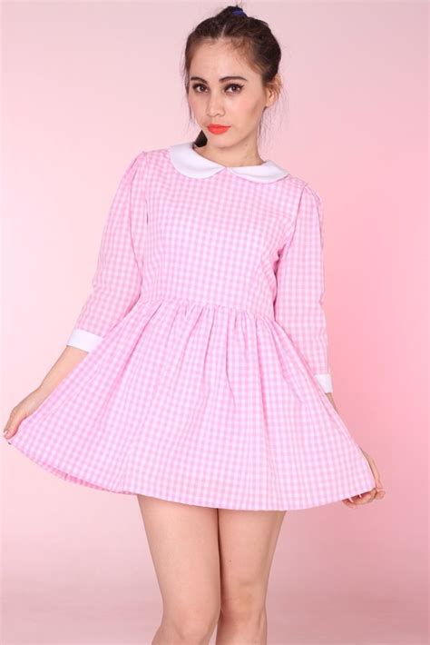 Made To Order Caroline Baby Doll Dress In Pink Gingham Babydoll