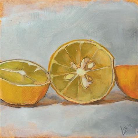 Daily Paintworks One And A Half Lemons Original Fine Art For Sale