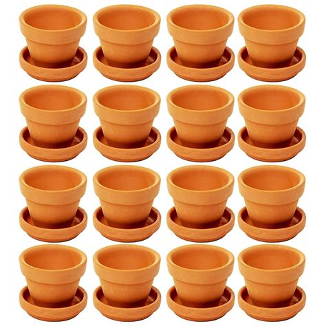16 Pack Terra Cotta Pots With Saucer Mini Small Terracotta Flower Clay