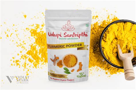 Udupi Santripthi Turmeric Powder Packaging Design Creative Prints Is