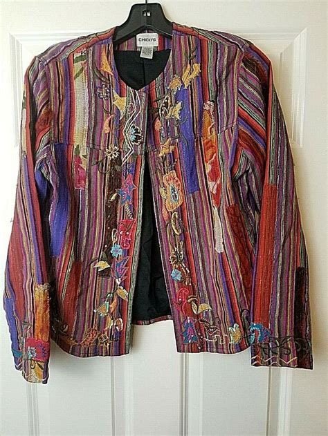 chico s women s multi color silk embroidered blazer size 0 chicos suitjacketblazer blazer