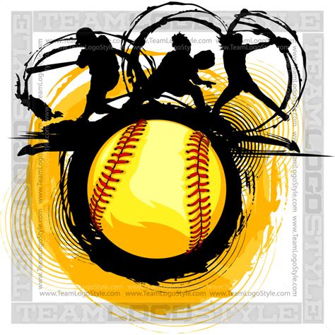 Fast Pitch Softball Design Vector Clipart Players