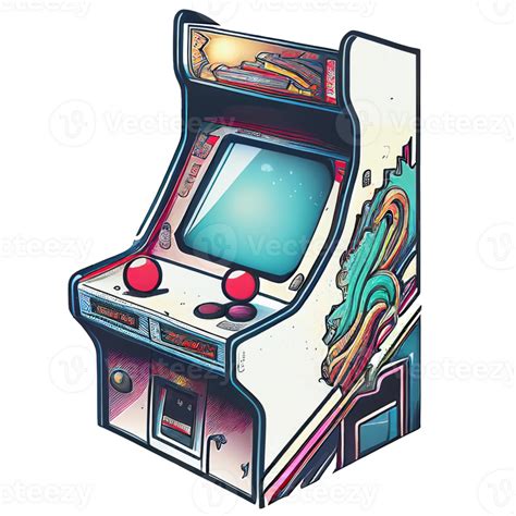 Classic Arcade Game Vintage 80s Sticker Ai Generative 23954937 Png