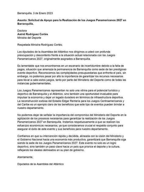 Diputados Del Atlántico Enviaron Una Carta A La Ministra Del Deporte Para Que Salve Los Juegos