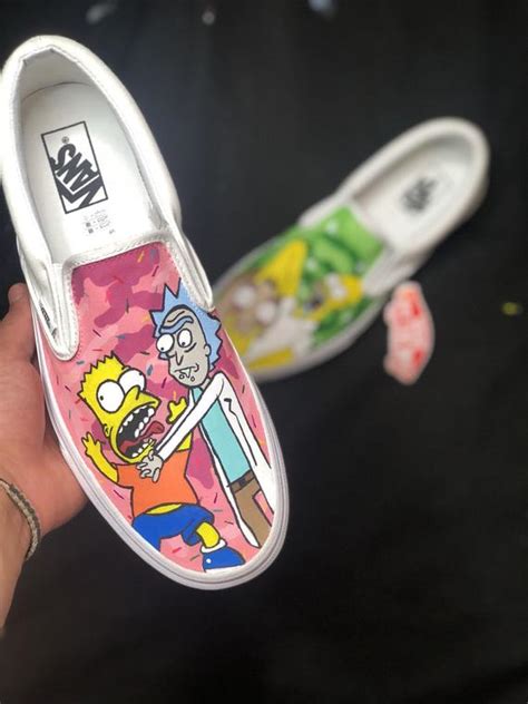 Custom Vans Rick And Morty X The Simpsons Slip On Custom Vans Shoes