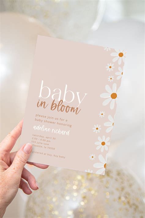 Daisy Baby In Bloom Baby Shower Party Invitations Printable Etsy