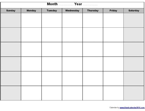 Monday Thru Sunday Calendars Free Calendar Template