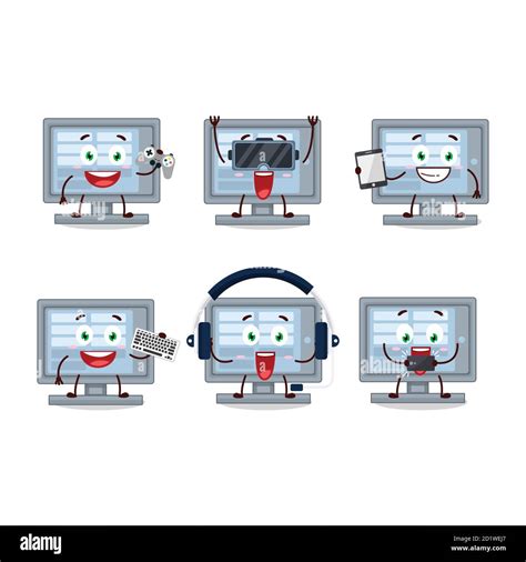 Among Us Monitor Cartoon Character Are Playing Games With Various Cute