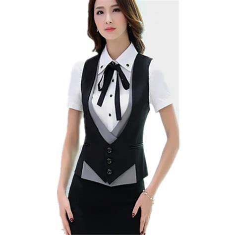 Buy 2018 New Plus Size 5xl Elegant Patchwork Formal Womens Work Vest Gray