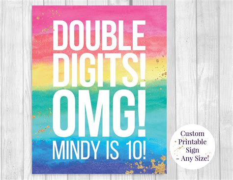 Custom Printable Double Digits Omg Girls 10th Birthday Etsy