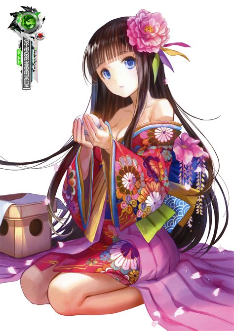 Beautiful Kimono Girl Hyper Colorfull Render Ors Anime Renders