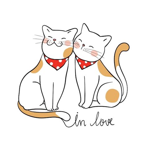 Premium Vector Vector Illustration Character Design Couple Cat In Love