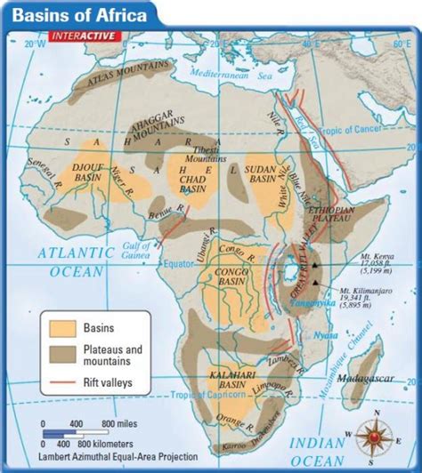 Physical Map Of Africa With Landforms