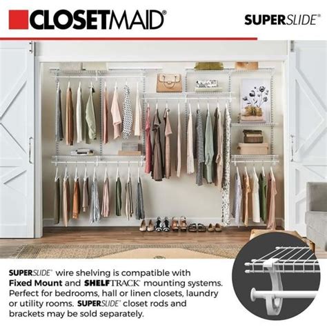 Closetmaid Superslide 12 In D X 72 In W X 36 In H White Wire Fixed
