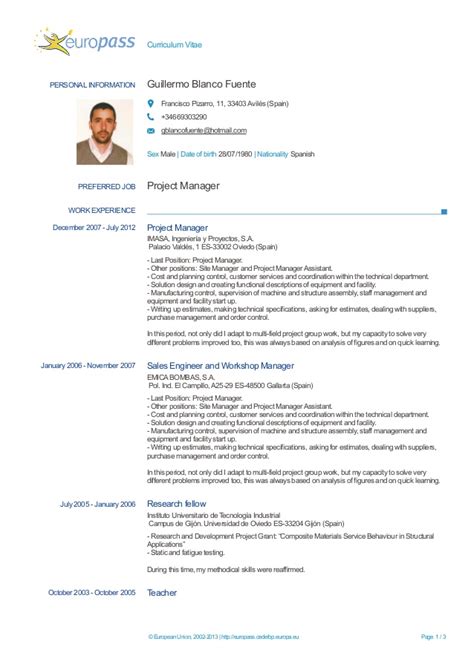 The europass cv is a cv structured with a layout and format. Curriculum vitae europass español word | Apri rapid