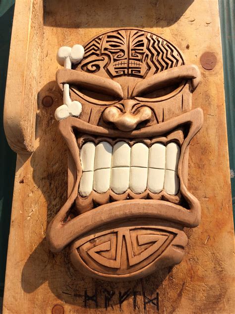 Tiki Face Inspired By Marcosmachina Completed Dremel Wood Carving Wood Carving Art Wood Art