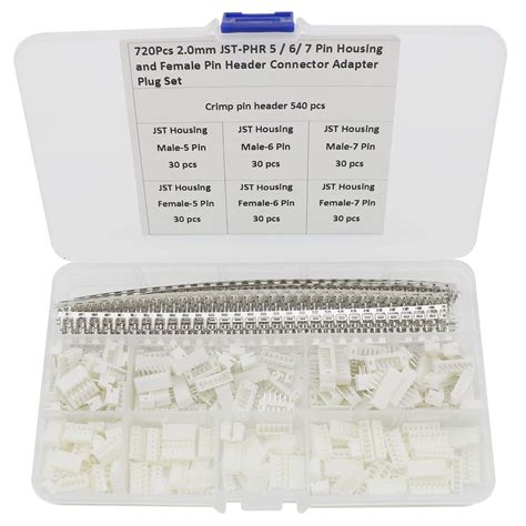Buy JST PH 2 0 720 Pieces JST Connector Kit 2 0mm 5 6 7 Pin Housing