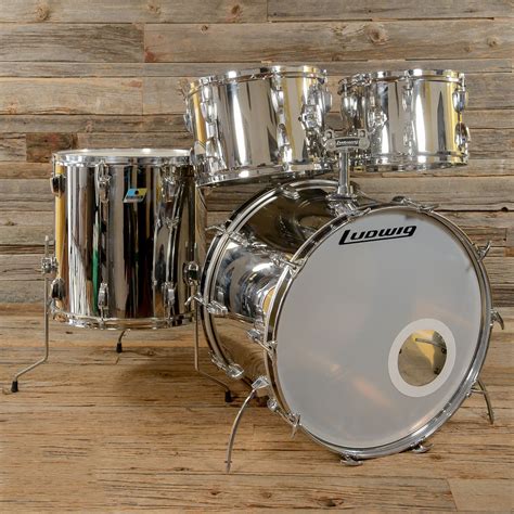 Ludwig Stainless Steel 12131622 4pc Drum Kit 70s Drums Drum Kits