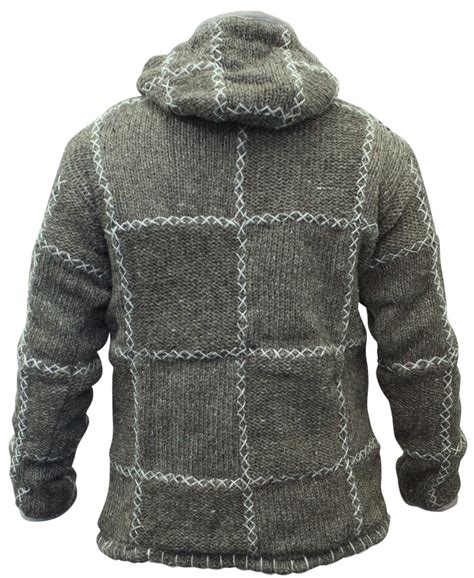 Mens Winter Wool Fleece Lined Stitched Jacket Long Sleeve Warm Jumper