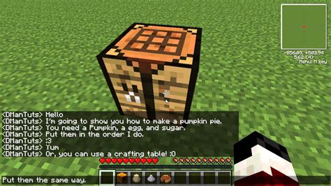 Pumpkin pies are a food item that can be made with a pumpkin, 1 sugar and 1 egg. HD Minecraft: How to Make -- Pumpkin Pie ALL VERSIONS - YouTube