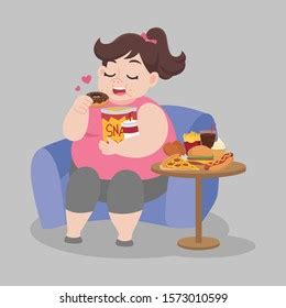 Big Fat Happy Woman Enjoy Eating Stock Vector Royalty Free Shutterstock