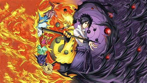 Naruto Sage Mode Vs Sasuke Eternal Sharingan Wallpaper