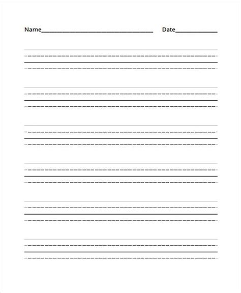 Primary Lined Paper Template Free Nismainfo