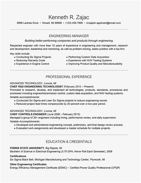 Engineering Resume Example And Writing Tips