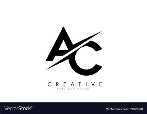 Ac A C Letter Logo Design With A Creative Cut Vector Image