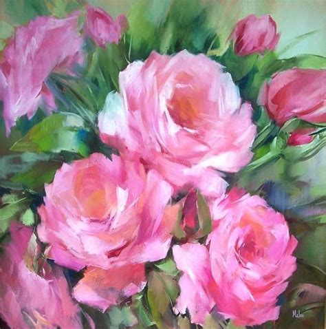 Rosas Pink Pintura 90x90 Cm Por Malou Ost2007 90 X 90cm Painel