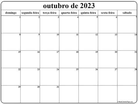 Outubro De 2020 Calendario Grátis Em Português Calendario Outubro