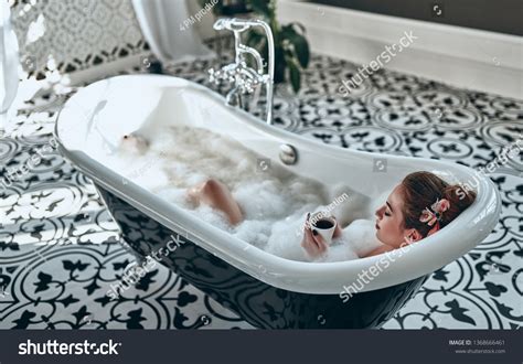 Attractive Sexy Woman Lying Naked Bath Stock Photo 1368666461