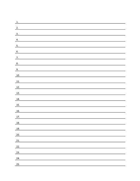 Numbered Lined Paper Template Printable Pdf Form Paper Templates