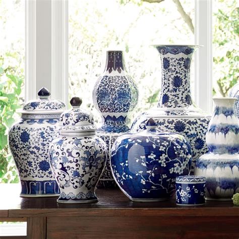 Blue And White Ginger Jar Gourd Vase Williams Sonoma