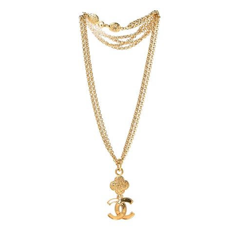 Chanel Metal Cc Double Chain Necklace Gold 314402