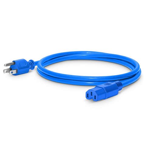 6ft 18m Nema 5 15p To Iec320 C15 14awg 125v15a Power Cord Blue
